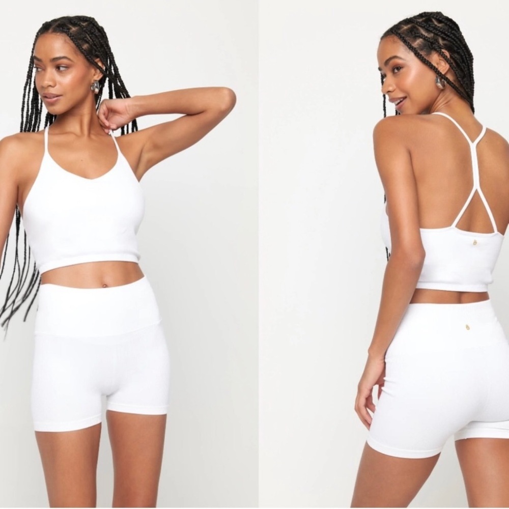 SPIRITUAL GANGSTER Amor Crop Ribbed White Scalloped Cami Tank Top